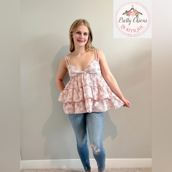 Ruffle floral tunic top - Picture 1 of 2